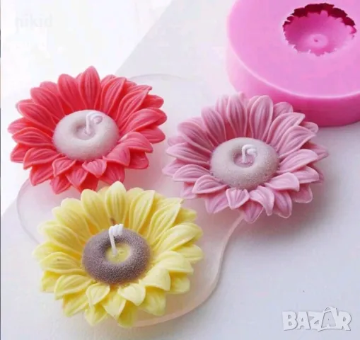 3D 2 части голямо цвете Хризантема слънчоглед силиконов молд форма фондан шоколад гипс декор свещ, снимка 6 - Форми - 48719737