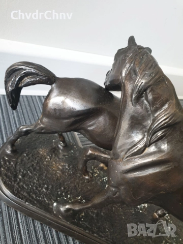 30см-4кг Mene статуетка-композиция/стара френска бронзова скулптура/фигура на коне, снимка 6 - Статуетки - 52804303