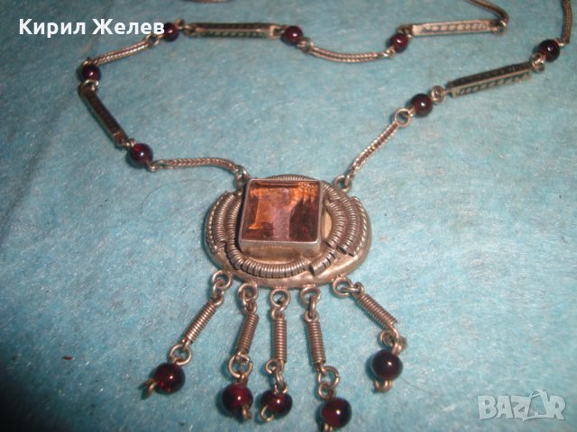 СТАРИННО СКЪПОЦЕННО СРЕБЪРНО КОЛИЕ СРЕБРО 800 с АМЕТИСТ АРТ ДЕКО АНГЛИЯ ЮВЕЛИРЕН РЪЧЕН УНИКАТ 26439, снимка 13 - Антикварни и старинни предмети - 34854596