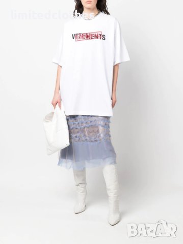 VETEMENTS White Confidential Logo Print Oversized Мъжка / Дамска Тениска size XL (XXL), снимка 3 - Тениски - 40271750