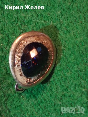 СТАРА АНГЛИЙСКА СКЪПОЦЕННА СРЕБЪРНА ОБЕЦА СРЕБРО 925 с ФАСЕТИРАН АВАНТЮРИН и ЦИРКОНИ 32405, снимка 14 - Обеци - 38330523