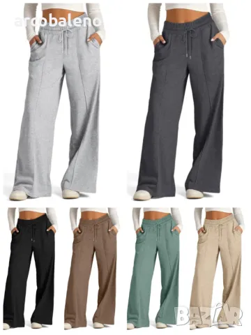 Дамски едноцветни модни широки ежедневни панталони с талия, 11цвята 