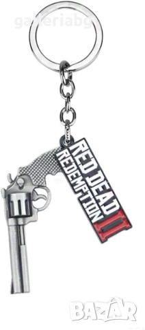 Метален ключодържател Red Dead Redemption 2 – револвер и табелка