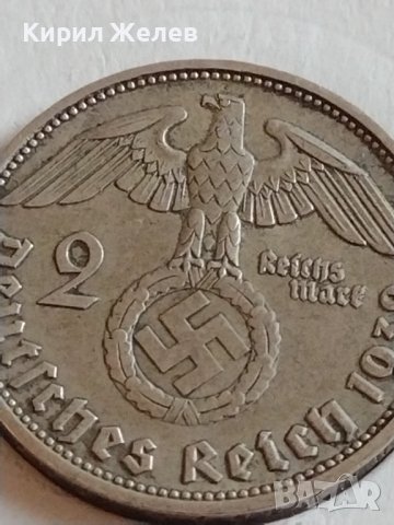 Сребърна монета 2 райхсмарки 1938г. Нацистка Германия Трети Райх с СХВАСТИКА за КОЛЕКЦИЯ 42069, снимка 3 - Нумизматика и бонистика - 43798736