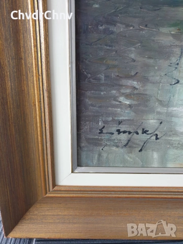 92х73см/голяма картина масло върху платно/морски пейзаж/градски къщи-рибарски лодки, снимка 7 - Картини - 52549568