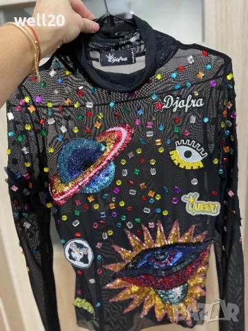 Прозрачна блуза-поло Djofra