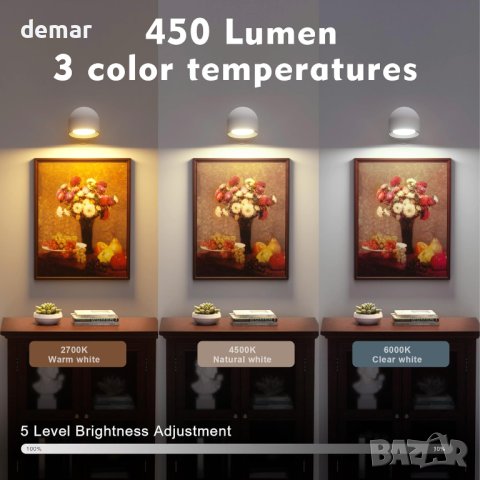 Безжична, магнитна LED стенна лампа с гласово , дистанционно и сензорно управление, снимка 2 - Лед осветление - 43428099