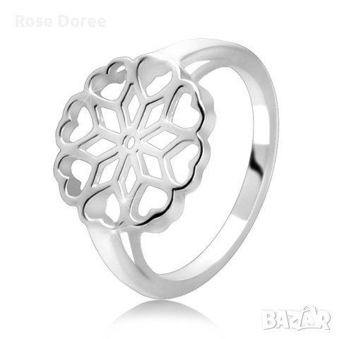 Сребърен пръстен цвете проба 925 , снимка 1 - Пръстени - 43249583