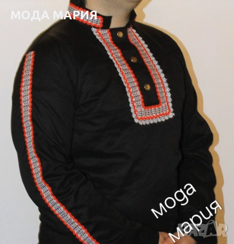 МЪЖКА ФОЛКЛОРНА РИЗА, ПЛЪТНА С ДЪЛЪГ РЪКАВ, ЕЛАСТИЧНА, снимка 2 - Ризи - 52847163