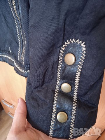 Яке с кожени елементи, снимка 5 - Якета - 34868203