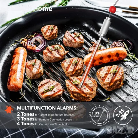 TEMOLA TM40 Безжичен цифров термометър за месо с незабавно отчитане с 4 сонди и кухненски таймер, снимка 6 - Други - 48347658