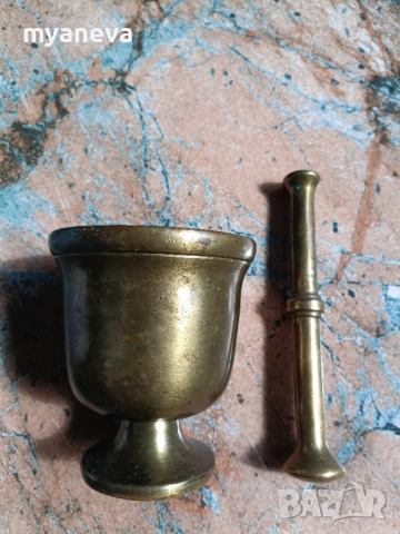 Бронзово , масивно хаванче ( 10 см ) с чукало 16 см. , снимка 5 - Аксесоари за кухня - 51725799