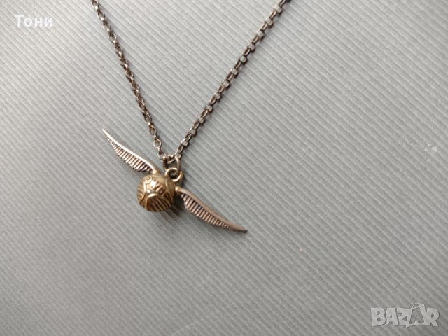 Сребърно Колие Хари Потър Златният Снич / висулка , снимка 3 - Колиета, медальони, синджири - 35405509