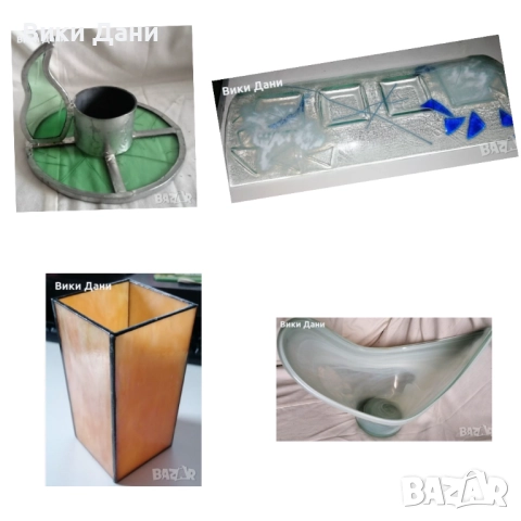 Стъклени споени Витраж Морано вази Свещници 