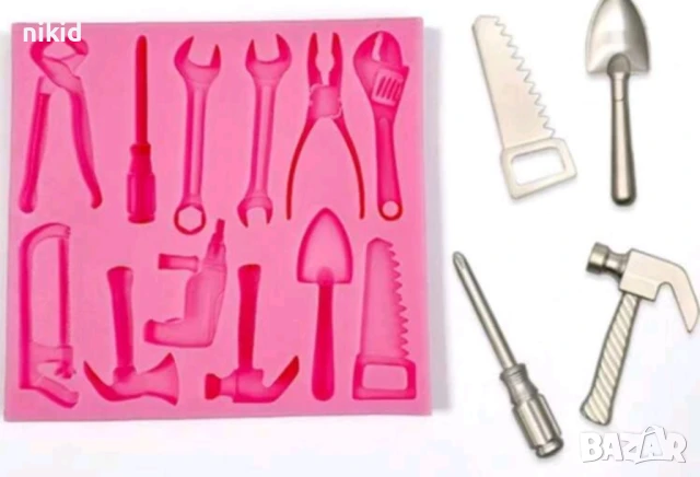 Инструменти майстор лопатка отвертка чук трион гаечен ключ силиконов молд форма фондан шоколад гипс , снимка 3 - Форми - 50465480