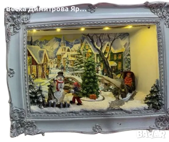 Светеща Коледна декорация на зимен пейзаж с ретро дизайн на рамка, снимка 8 - Декорация за дома - 47557723