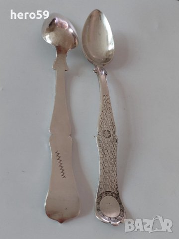 Две стари сребърни 900 проба Османски(Турски) лъжички/Лъжичка сребро 900/, снимка 7 - Аксесоари за кухня - 39705264