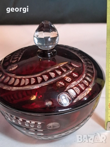 кристална бонбониера Bohemia рубинен кристал 29/3, снимка 7 - Антикварни и старинни предмети - 52341720