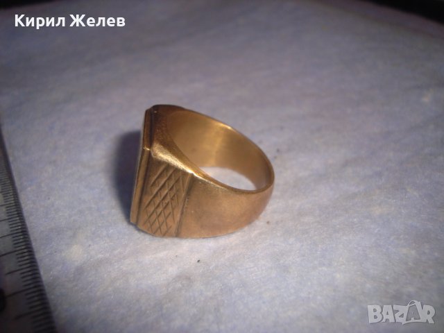 СТАР ПОЗЛАТЕН БРОНЗОВ РЕТРО АРТ ДЕКО ПРЪСТЕН с ПЕЧАТИ 18К 750 за КОЛЕКЦИЯ МАЙСТОРСКА ИЗРАБОТКА 24260, снимка 11 - Антикварни и старинни предмети - 37395518
