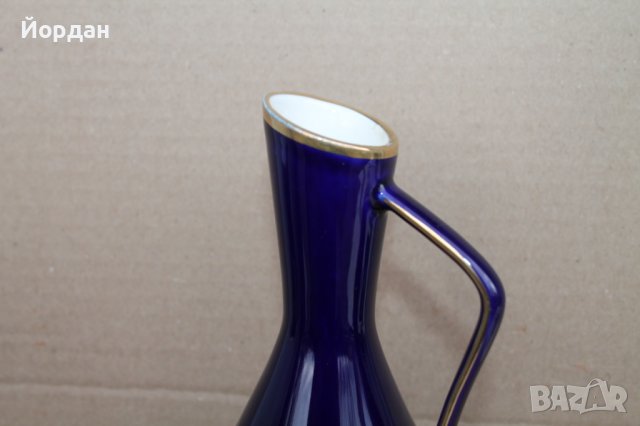 Порцеланова Немска ваза цвят кобалт, снимка 2 - Антикварни и старинни предмети - 44050256