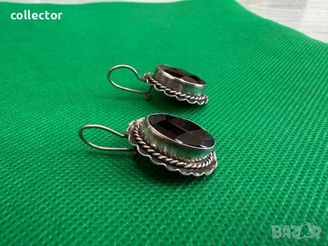 Ръчно изработени сребърни обеци с черен оникс. №7717, снимка 4 - Обеци - 52739026
