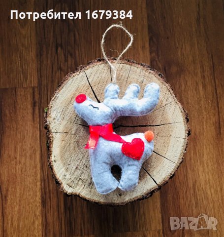 Коледна декорация / Коледни играчки за елха от филц ръчна изработка елен, снимка 2 - Декорация за дома - 34909867