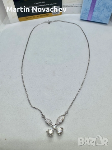 Сребърно колие с мойсанит (Диамант) 1 карат, снимка 5 - Колиета, медальони, синджири - 52808834