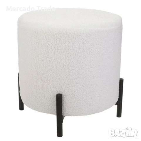 Декоративна табуретка с метални крачета Mercado Trade, Бял, снимка 2 - Декорация за дома - 53514170