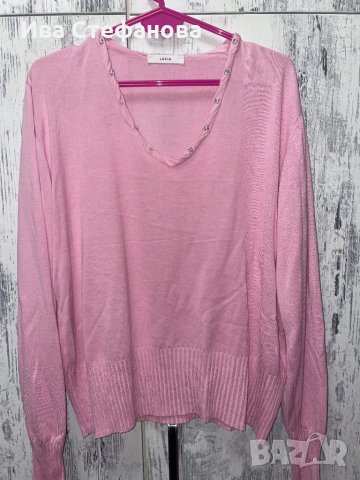 Бонбонено розова блуза с блестящи камъчета Swarovski , снимка 3 - Блузи с дълъг ръкав и пуловери - 35522330