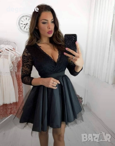 НАМАЛЕНА Прекрасна рокля с дантела и силно бухнала в долната си част, снимка 3 - Рокли - 51739227