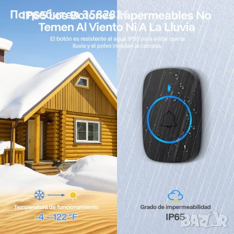 Висококачествен безжичен звънец — идеален за къща, апартамент, гараж, входна врата офис, снимка 2 - Други стоки за дома - 52579208