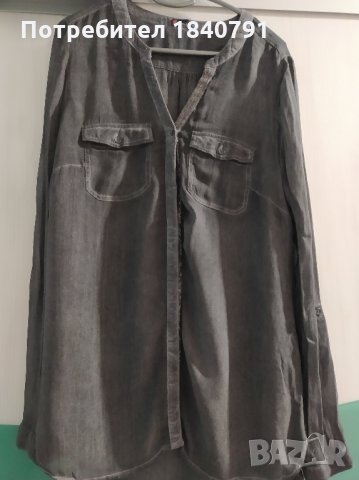 Спортно елегантна блуза Street One, № 44 (XL) – сиво, избелял тип дънков ефект, снимка 5 - Ризи - 32260889