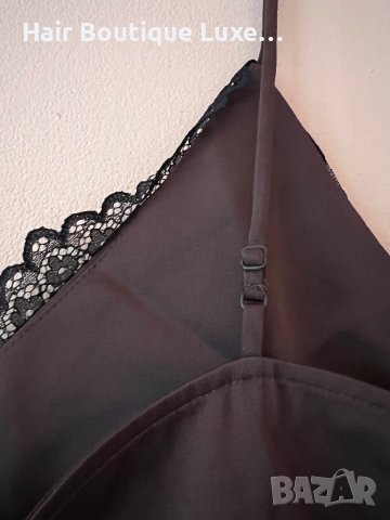 H&M късо кафяво потниче с черна дантела 36 размер 🖤, снимка 4 - Потници - 44012654