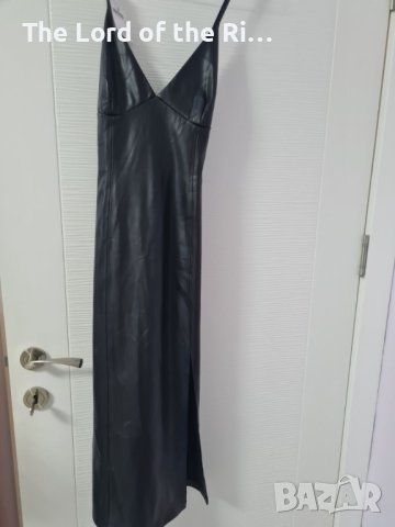 НОВА дълга лъскава кожена рокля Stradivarius Страдивариус - М с етикет, снимка 2 - Рокли - 43739653