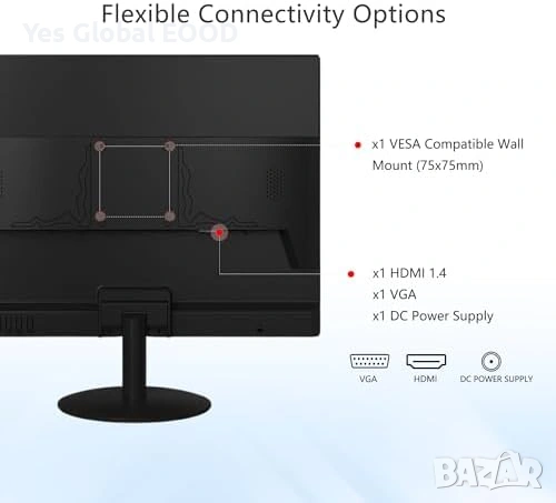 17" HD монитор 1280x1024 VGA/HDMI 75Hz VESA, снимка 7 - Монитори - 53604374