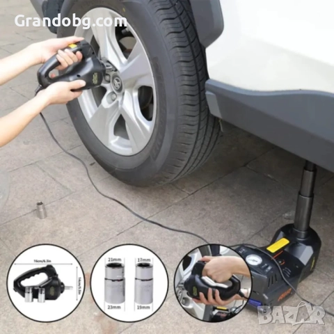 Немски Авариен Комплект 3в1 – Компресор, Ударен Гайковерт, 5T Хидравличен Крик 115-450 мм, снимка 3 - Компресори - 52253179