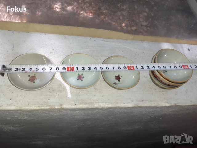 Много стари ръчно рисувани порцеланови чашки за саке, снимка 6 - Антикварни и старинни предмети - 53456555