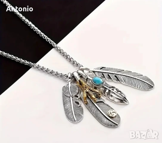 Женско колие с пера, снимка 3 - Колиета, медальони, синджири - 51261415