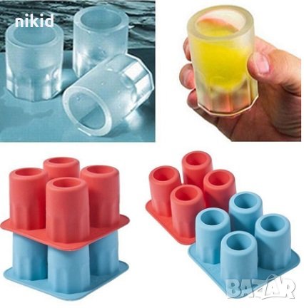 3D 4 бр чаши чаша за шот шотове силиконов молд форма за лед шоколад гипс и др., снимка 1 - Форми - 27598315