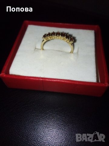 Фирмен златен пръстен с гранати, снимка 3 - Пръстени - 37308803