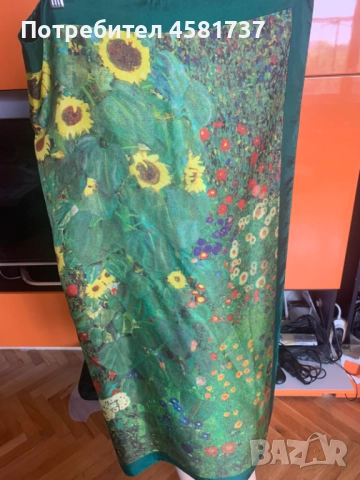 Копринен шал с репродукция на картина на Gustav Klimt, снимка 5 - Шалове - 51880109