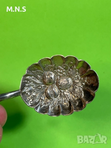 Английкса сребърна  Лъжица за сладко., снимка 4 - Антикварни и старинни предмети - 52848189