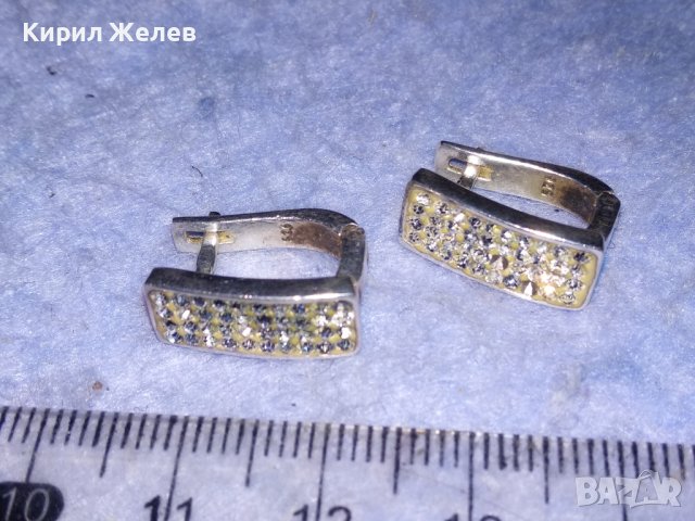 ВЕЛИКОЛЕПНИ СРЕБЪРНИ СКЪПОЦЕННИ ОБЕЦИ СРЕБРО 925 с БЯЛА ПОЗЛАТА АНГЛИЙСКИ Тип ЗАКОПЧАВАНЕ 37452, снимка 11 - Обеци - 40532591