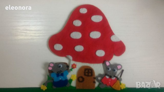 Ръчно изработени гъбки с мишчици от филц, снимка 4 - Други - 27867269