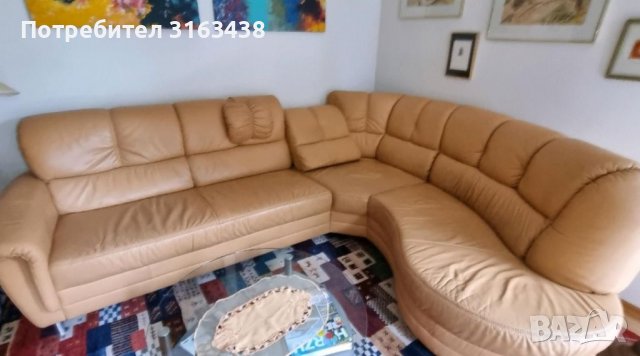 Ъглов диван естествена кожа, снимка 3 - Дивани и мека мебел - 37912474