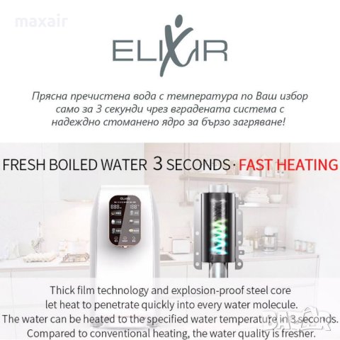 Диспенсър за пречистване и затопляне на вода с обратна осмоза и минерално обогатяване ELIXIR , снимка 7 - Други - 43772779