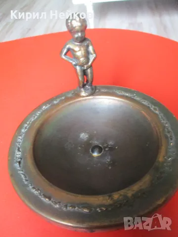 Красив стар меден пепелник, снимка 3 - Колекции - 49864491