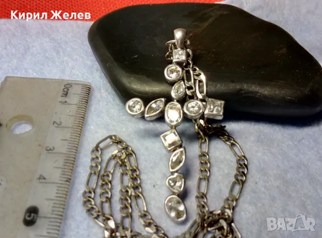 СКЪПОЦЕНЕН СРЕБЪРЕН КРЪСТ със СРЕБЪРНА ВЕРИЖКА РОДИРАНО СРЕБРО 925 C-Z с ЛАБОРАТОРЕН МОЙСАНИТ 41842, снимка 9 - Колиета, медальони, синджири - 49328506