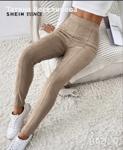 Велурен бежов клин панталон, снимка 2 - Клинове - 53279729