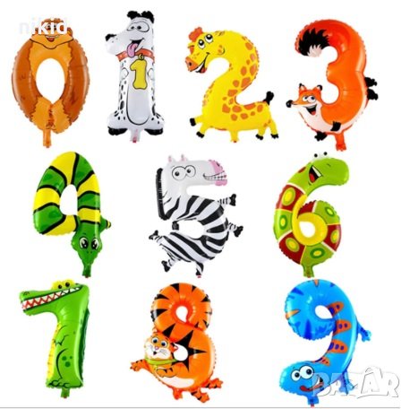 Цифра число животни фолио фолиев балон хелий или въздух парти рожден ден
